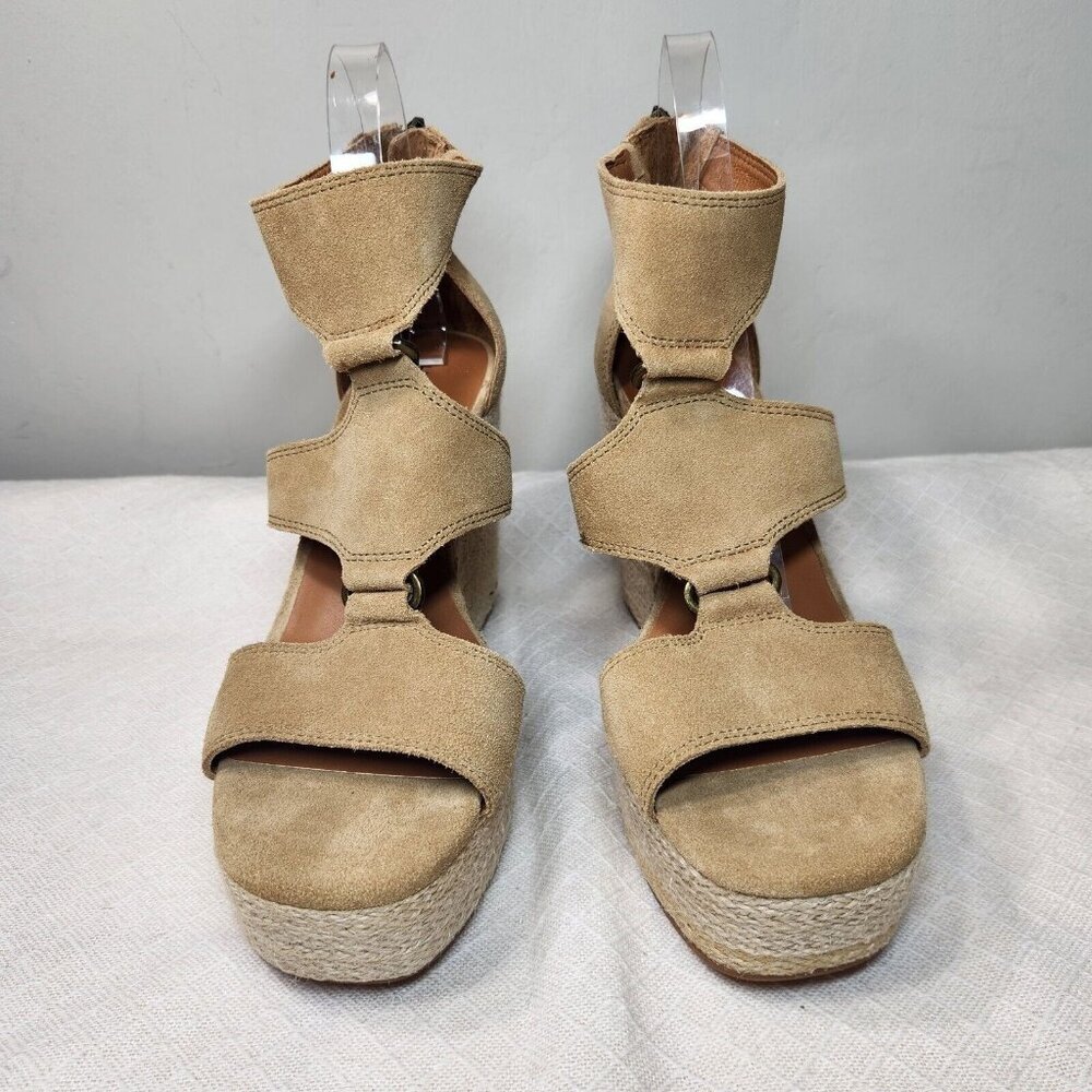 Lucky Brand Rillyon Womens Size 10 M Platform Espadrilles Wedge Sandal Brown 615